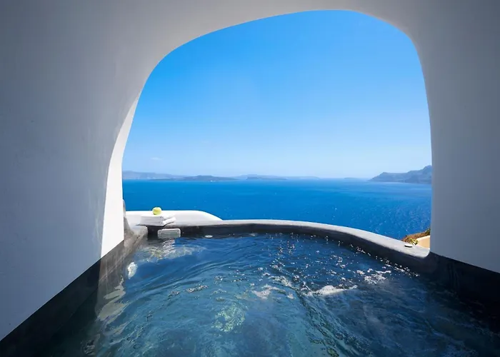Elegant Santorini House Villa Horizon Caldera View-Outdoor Hot Tub Oia