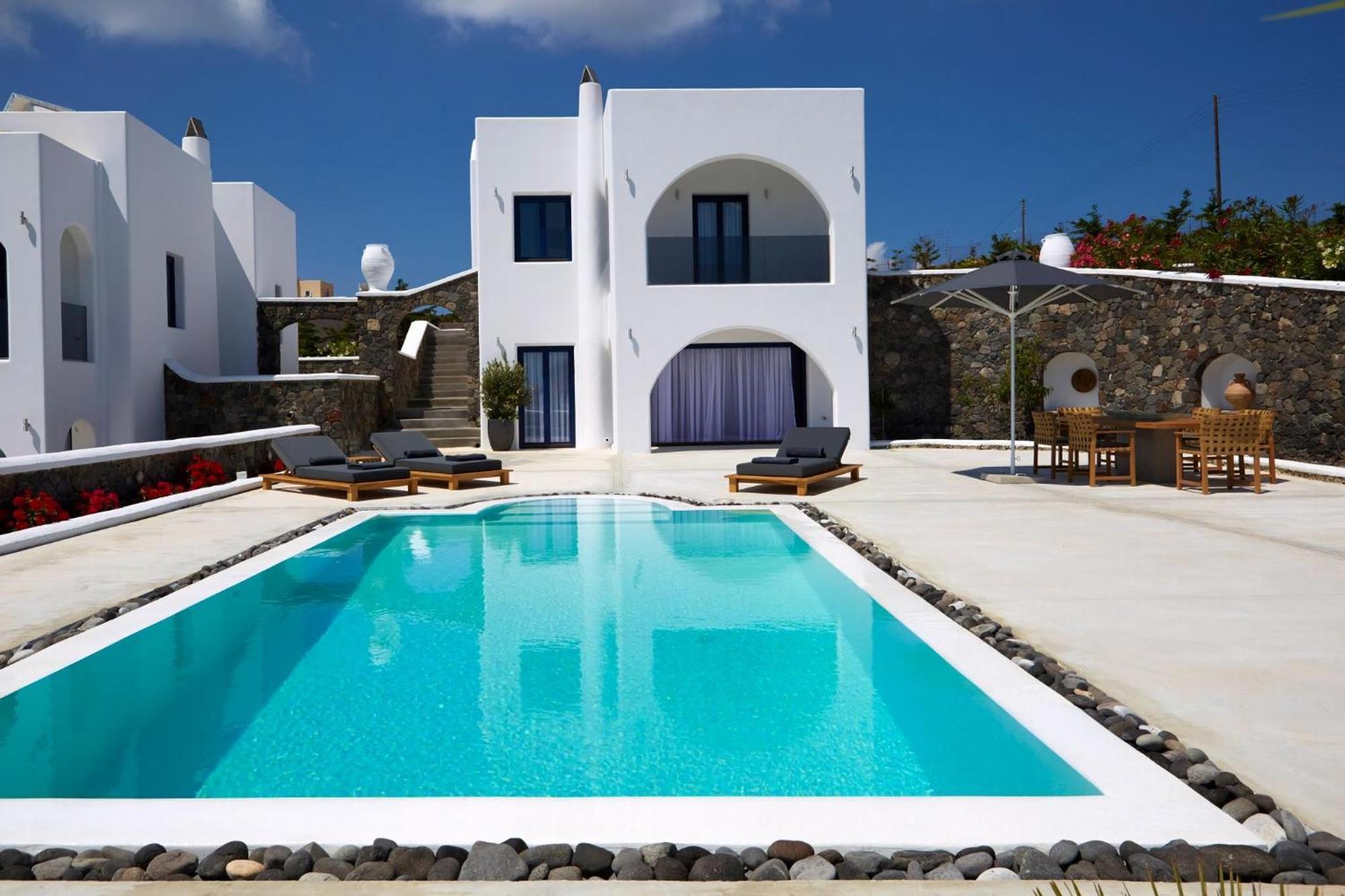 Lovely Santorini 3 Bedrooms Petra Private Pool Outdoor Dining Area Exo Gialos Villa